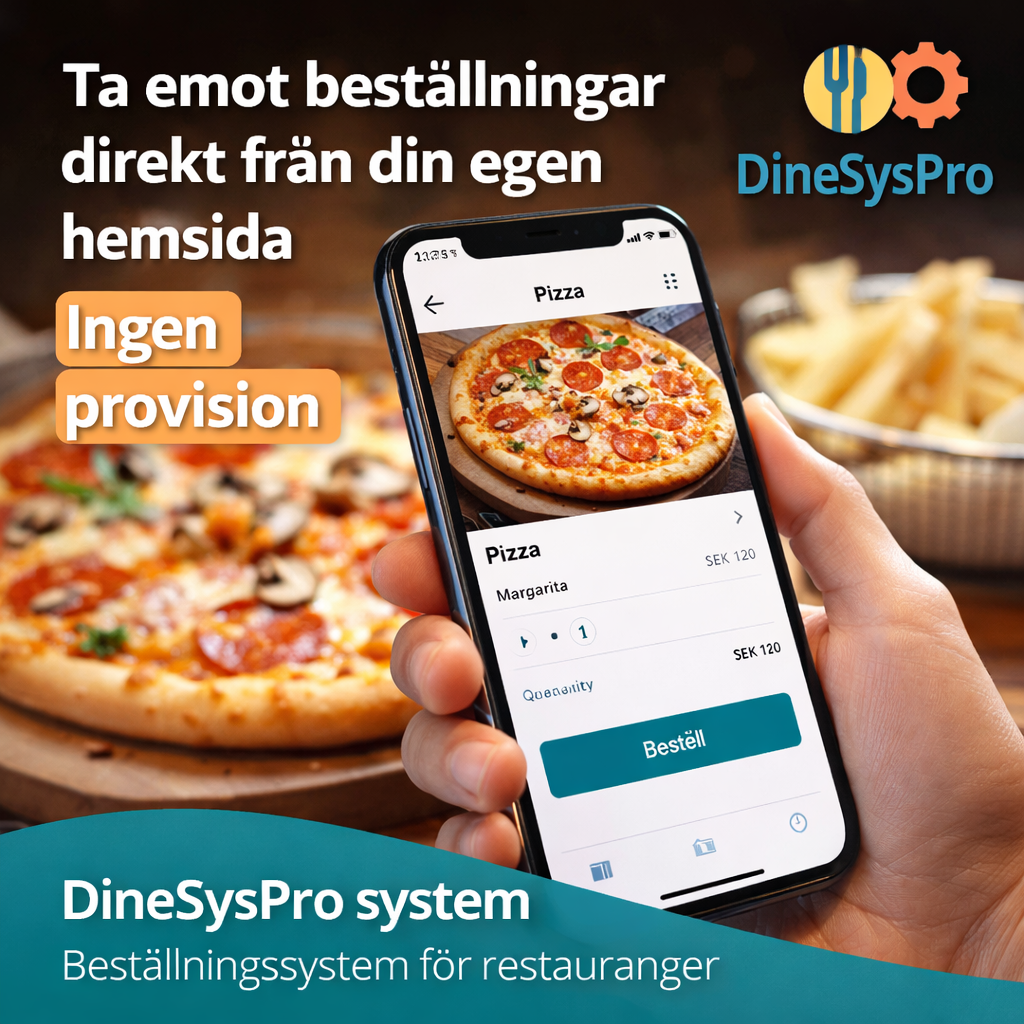 DineSysPro beställningssystem för restauranger – ta emot beställningar direkt från din hemsida, ingen provision