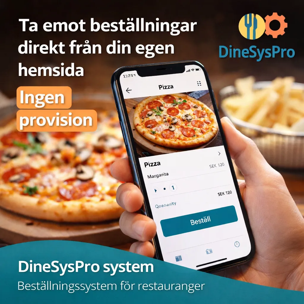 DineSysPro beställningssystem – ta emot beställningar direkt från din hemsida